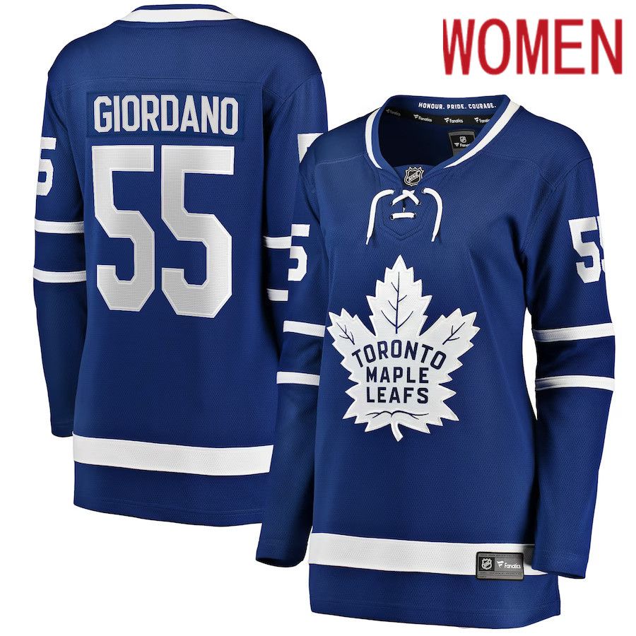 Women Toronto Maple Leafs #55 Mark Giordano Fanatics Branded Blue Home Breakaway Player NHL Jersey